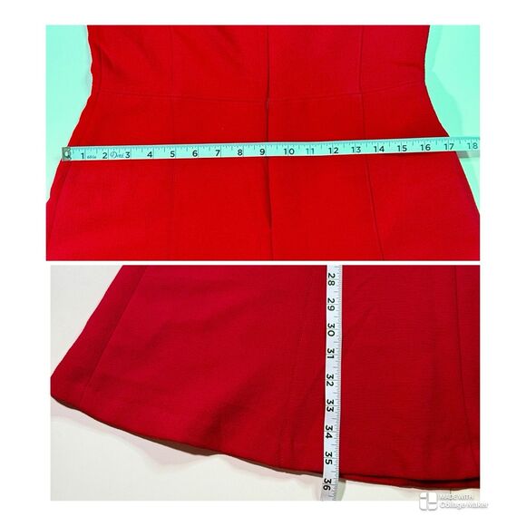 Chaps Ralph Lauren Cherry Red Sleeveless Midi Fit & Flare Zip Close Dress Size 6 - Picture 8 of 10